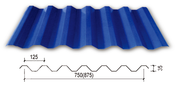 YX35-125-750型（V-125型彩钢板）彩钢压型板