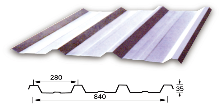 YX35-280-840型（<strong>840搭接彩钢板</strong>）彩钢压型板